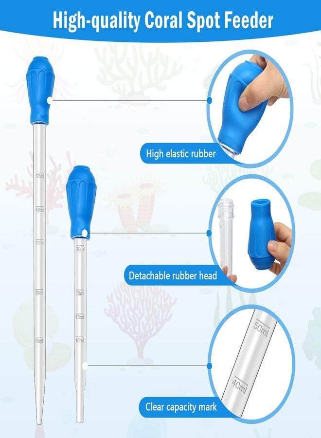 Liveek 5 in 1 Aquarium Coral Feeder Kit, Luxiv 2 Pcs 60ml and 30ml Aquatic Reef Feeding Dropper with 10in Extender Pipe, 2 Pcs Stainless Steel Straight and Curved Aquarium Tweezers for Feeding Tong (Silver) - Image 3